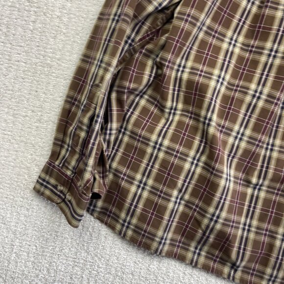 Khakis By Arrow Preppy Oxford Button Down Thick Shirt Men Size 2XL Brown Plaid - Picture 12 of 14
